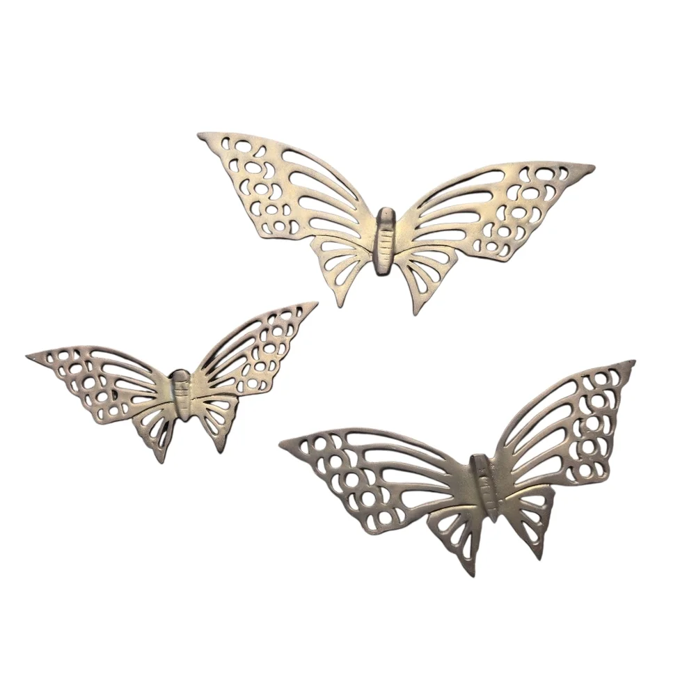 Vintage brass butterfly‎ wall decor pieces mid-century cottage core. Lot Of 3